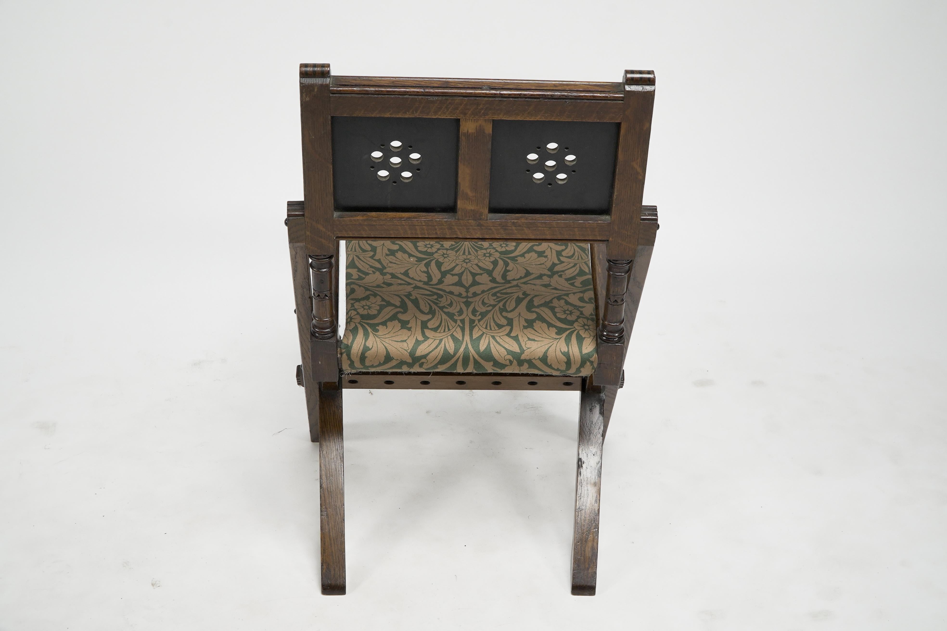 Bruce Talbert for Gillows and Co. Aesthetic Movement scissor style side chair For Sale 9