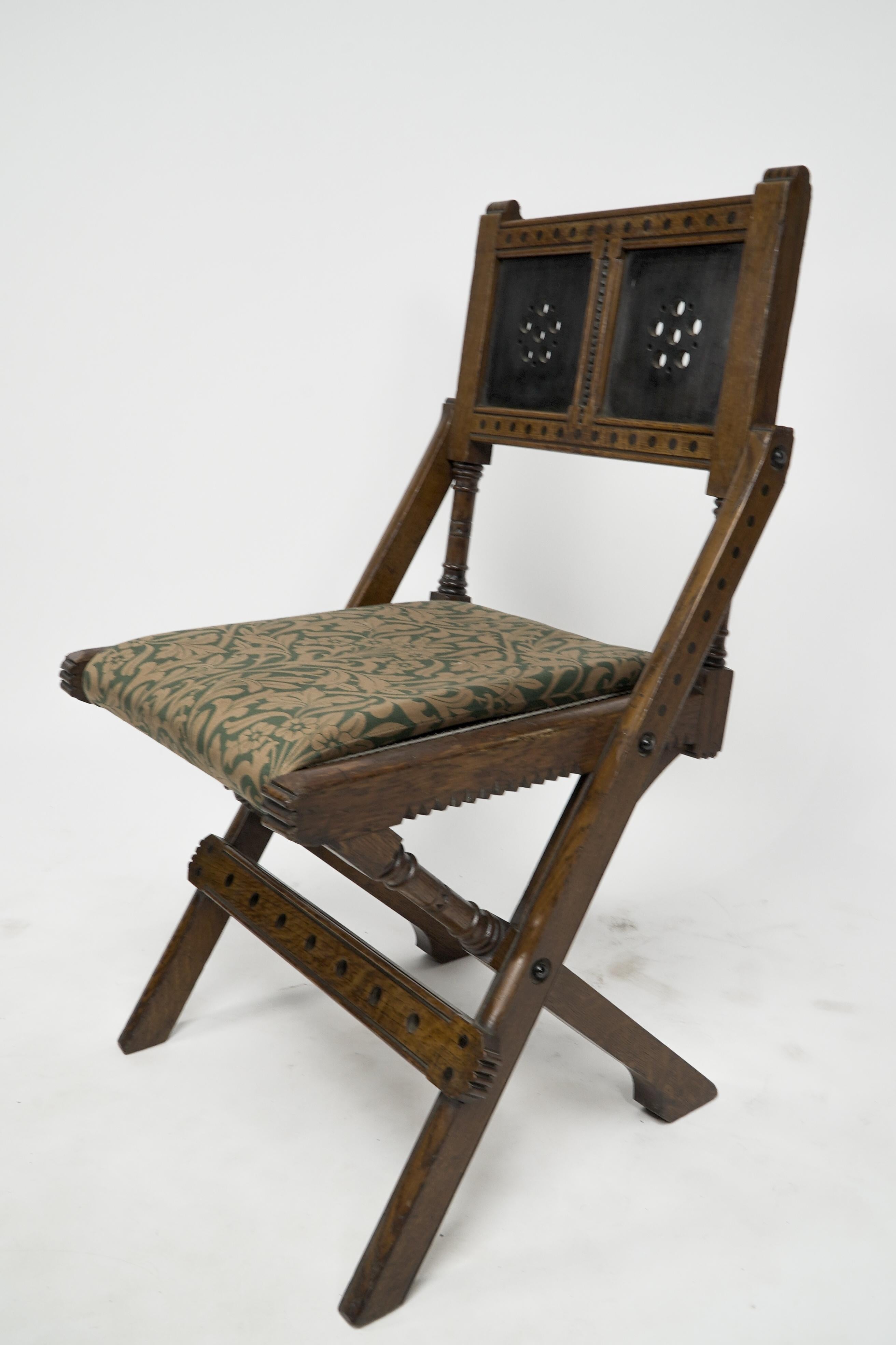 English Bruce Talbert for Gillows and Co. Aesthetic Movement scissor style side chair For Sale