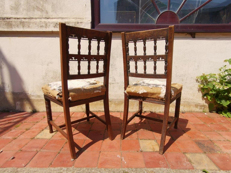 Bruce Talbert, for Gillows Set of 6 English Aesthetic Movement Oak Dining Chairs For Sale 5
