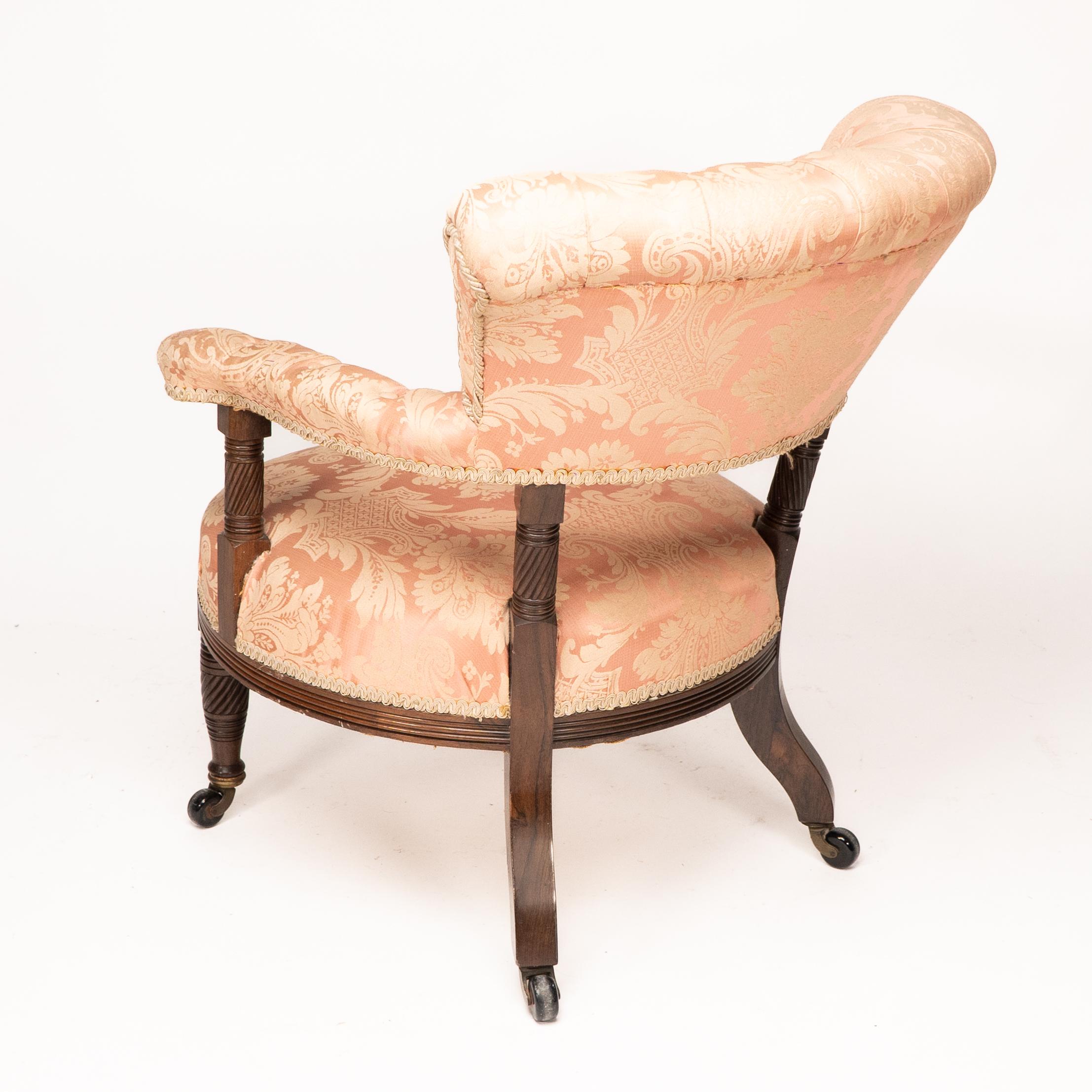 Bruce Talbert Gillows, Aesthetic Movement rosewood armchair with pink upholstery For Sale 14