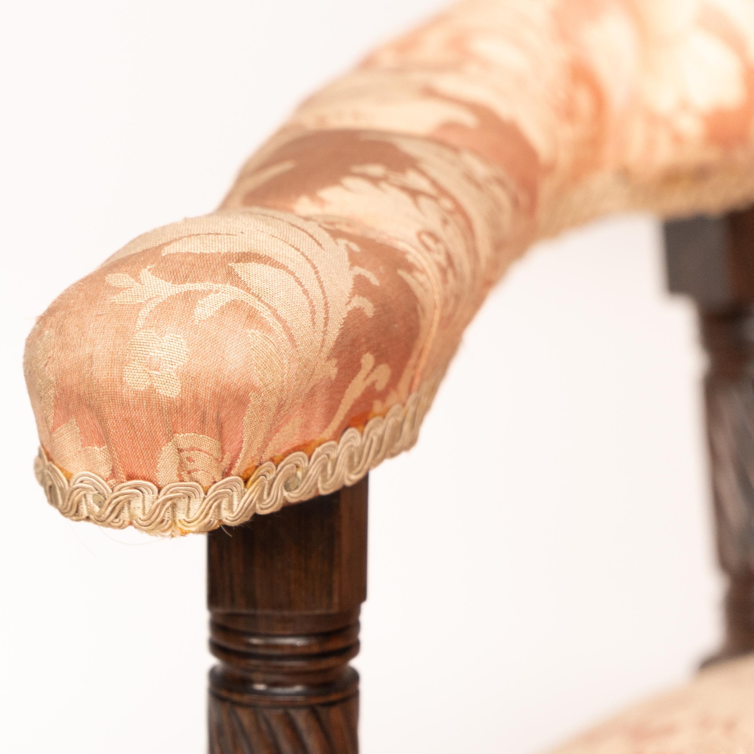 Bruce Talbert Gillows, Aesthetic Movement rosewood armchair with pink upholstery For Sale 3