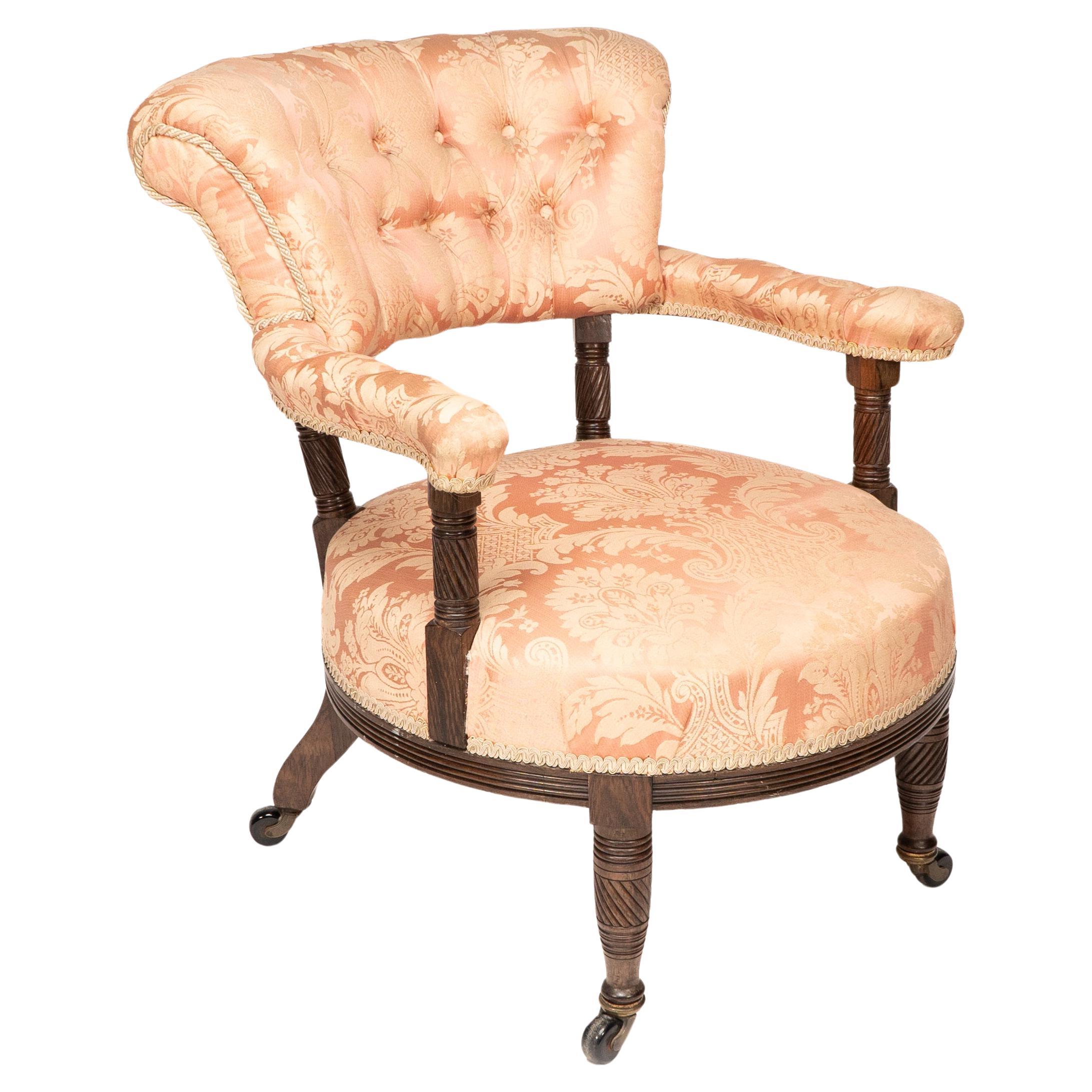 Bruce Talbert Gillows, Aesthetic Movement rosewood armchair with pink upholstery