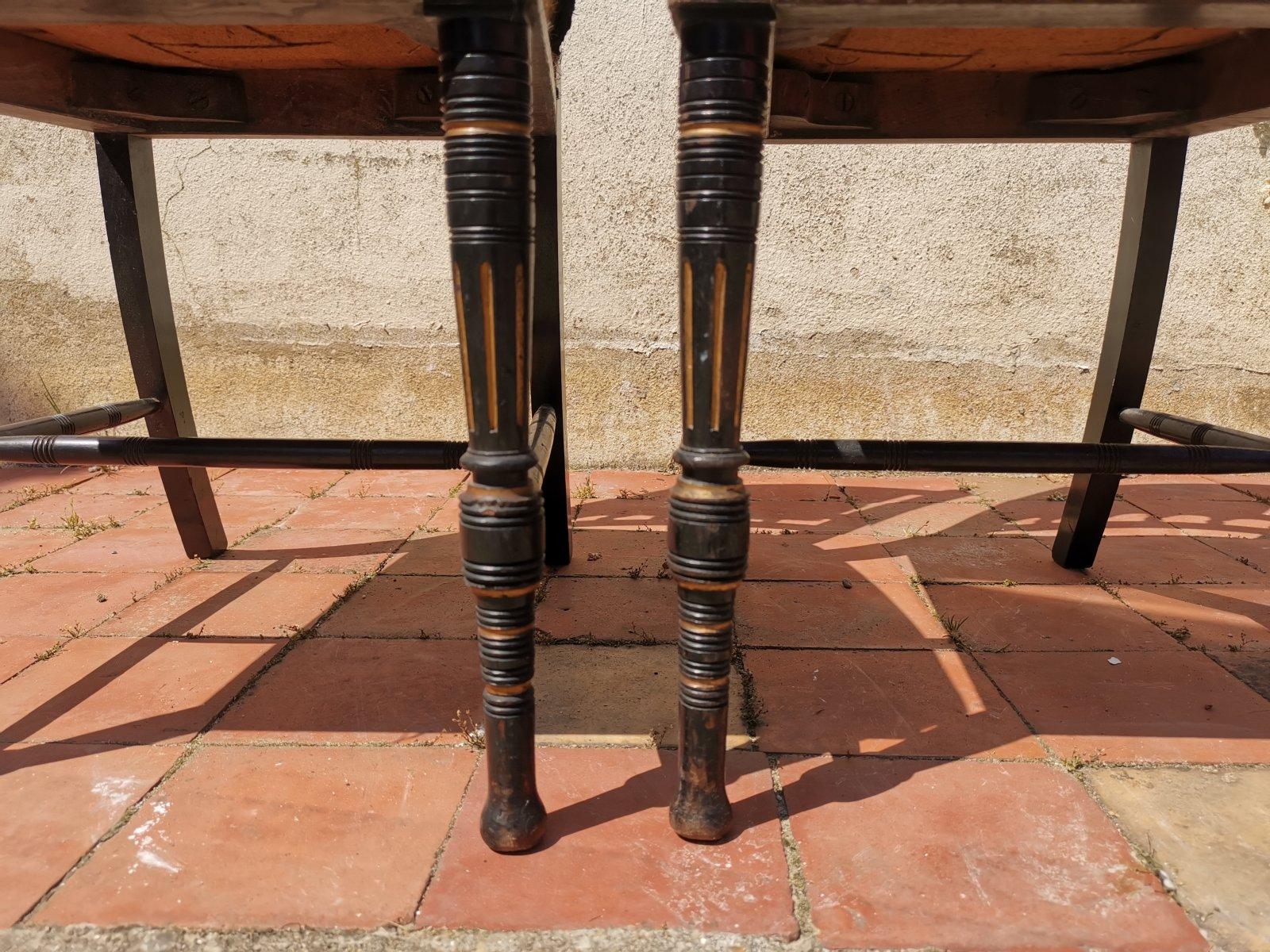 Bruce Talbert. Gillows, Four Aesthetic Movement Ebonised & Gilt Dining Chairs 3