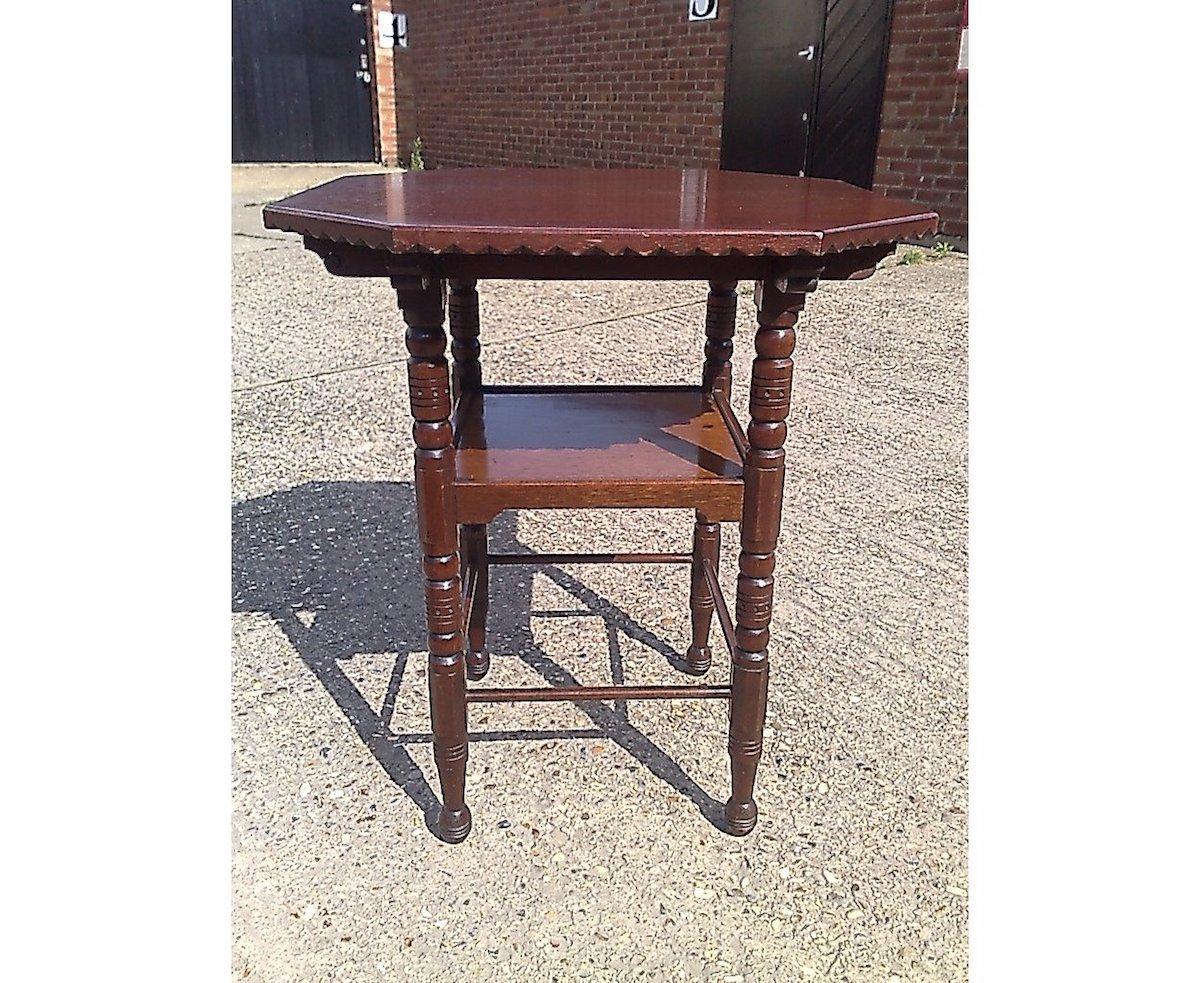 English Bruce Talbert, Style of a Fine Aesthetic Movement Walnut Two-Tier Side Table For Sale