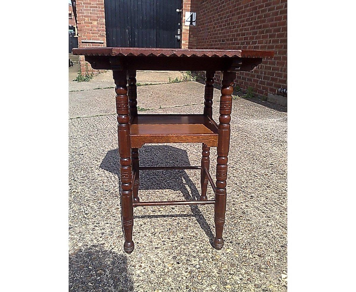 Hand-Carved Bruce Talbert, Style of a Fine Aesthetic Movement Walnut Two-Tier Side Table For Sale