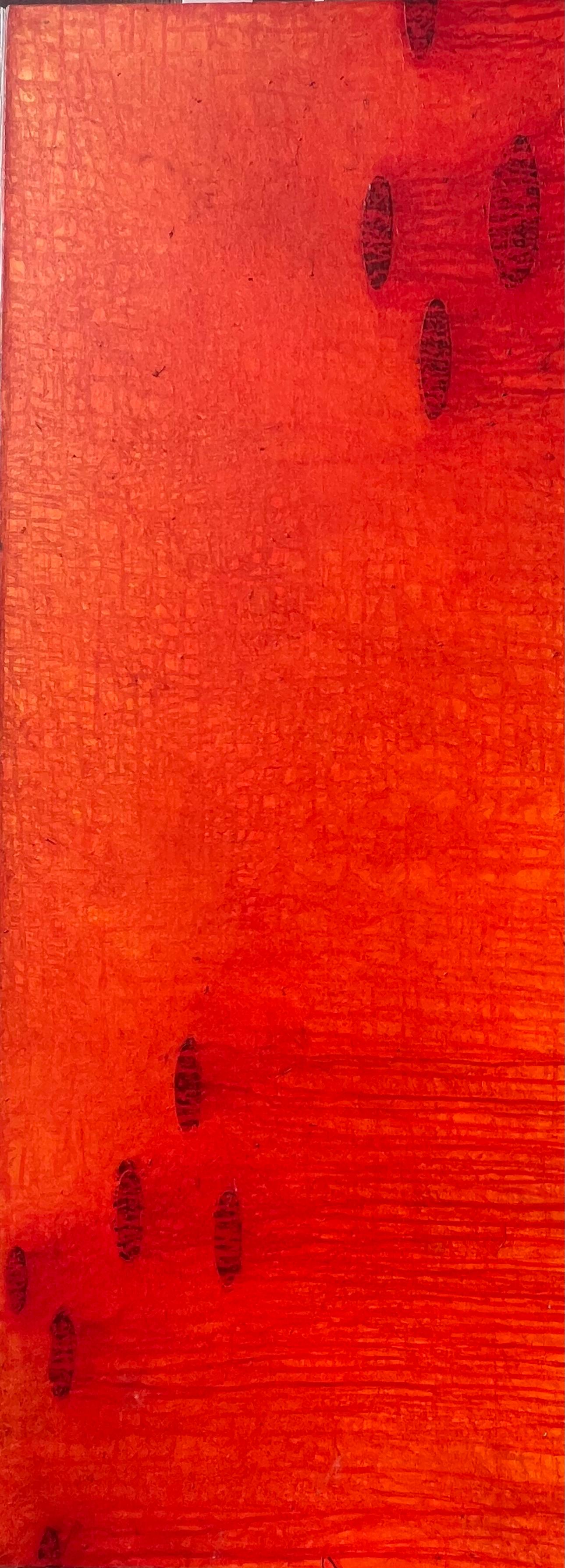 Mid Century Modern Abstract Contemporary Red Hughes “Poppy Pond” For Sale 3