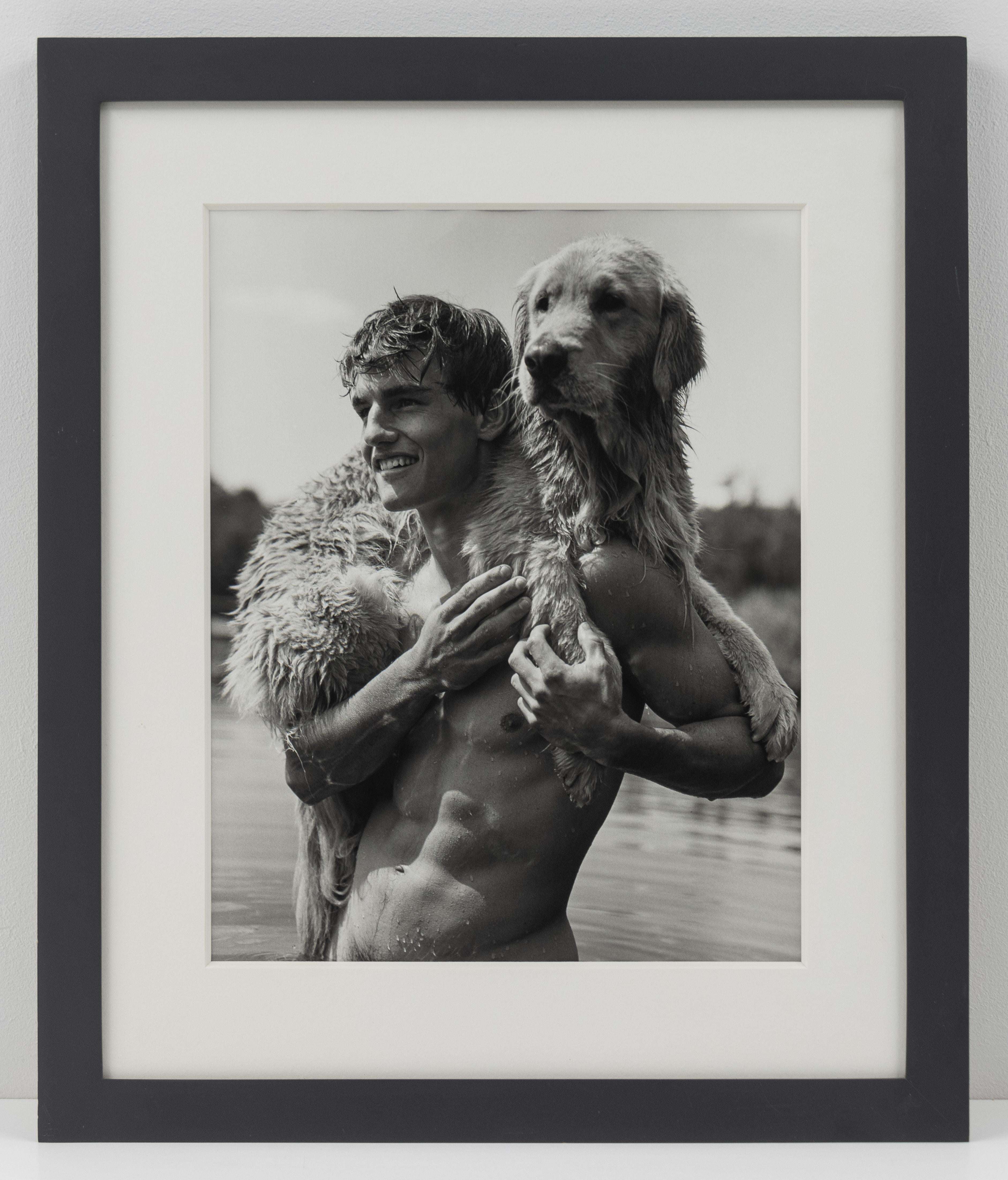 Rob and Little Bear at Entrance to Bear Pond, Adirondacks, NY - Contemporary Photograph by Bruce Weber