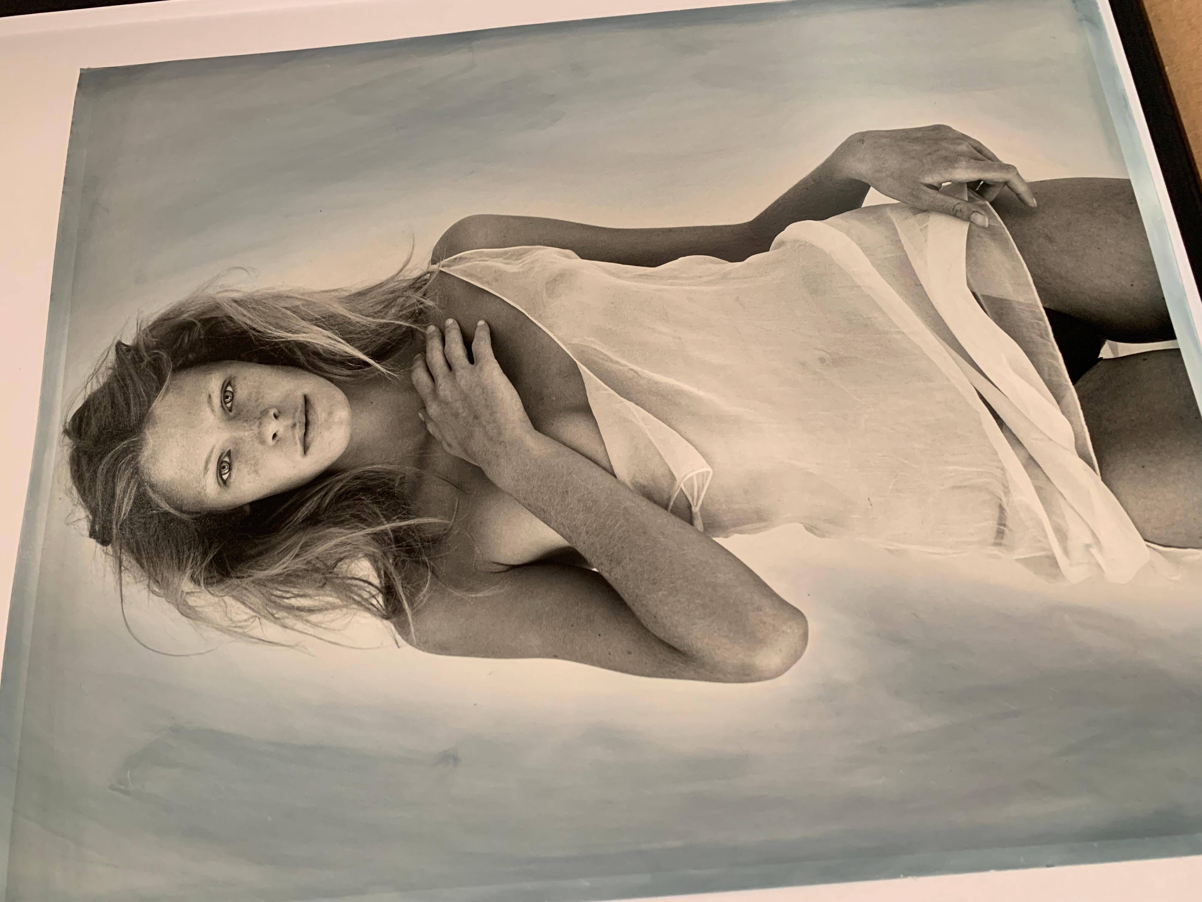 Tanga Moreau, Pirelli session for the 1998 Pirelli Cal, Hand tinted Print - Photograph by Bruce Weber