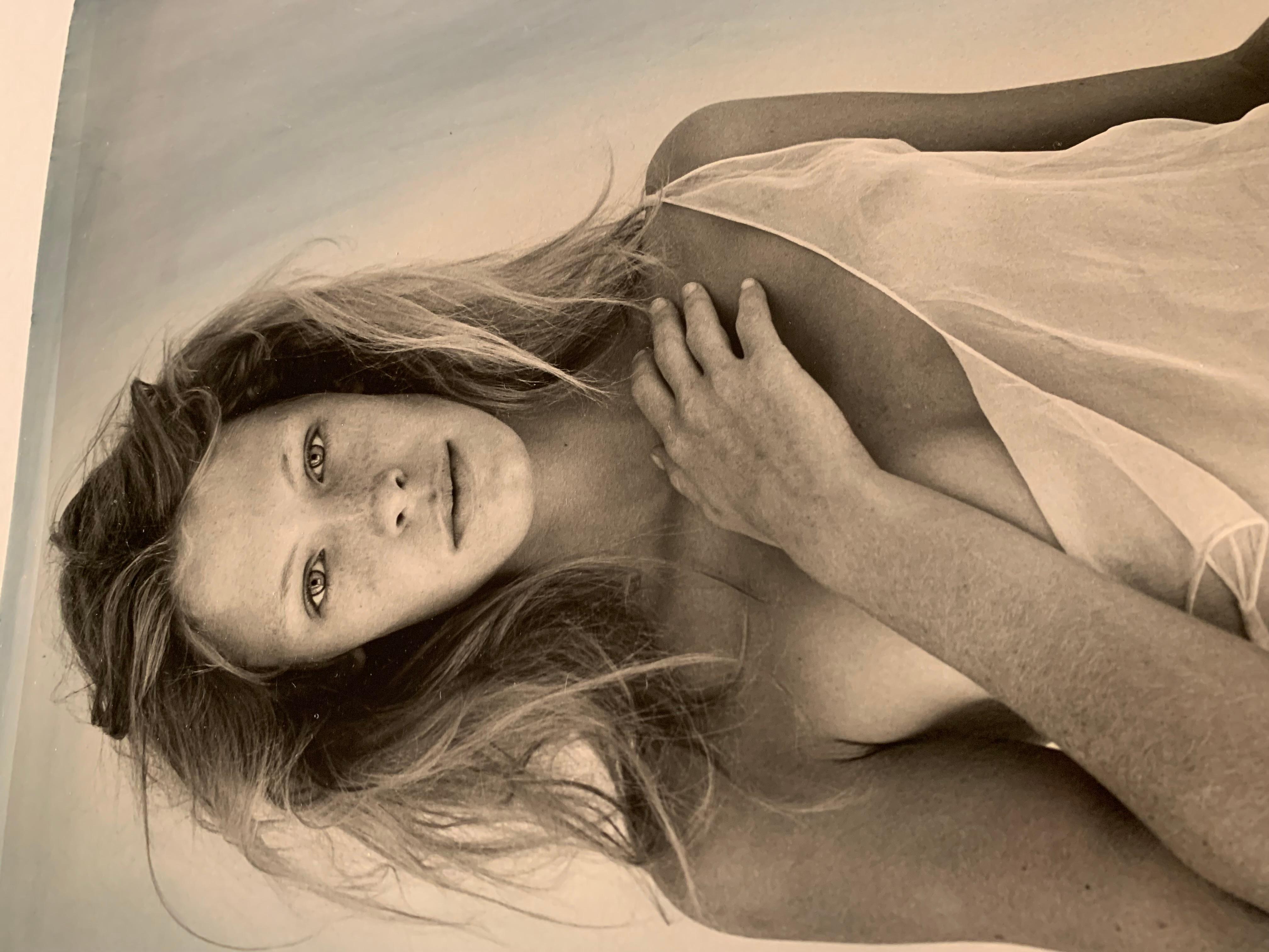 Tanga Moreau, Pirelli session for the 1998 Pirelli Cal, Hand tinted Print - Brown Nude Photograph by Bruce Weber