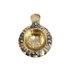 Bruckmann & Stohne German 800 Silver Gold Vermeil Fruit Design Tea Strainer