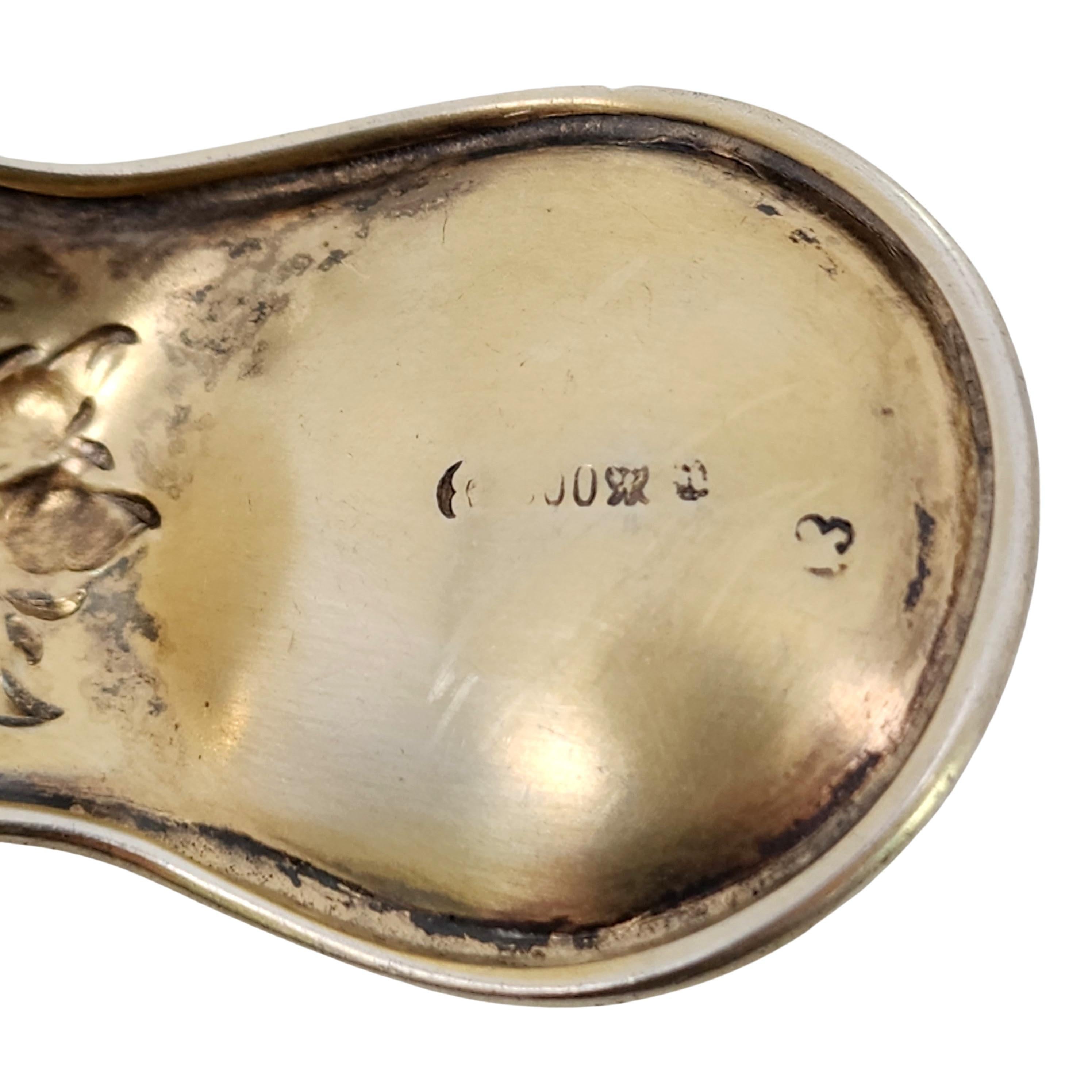 Bruckmann & Stohne German 800 Silver Gold Vermeil Fruit Design Tea Strainer For Sale 2
