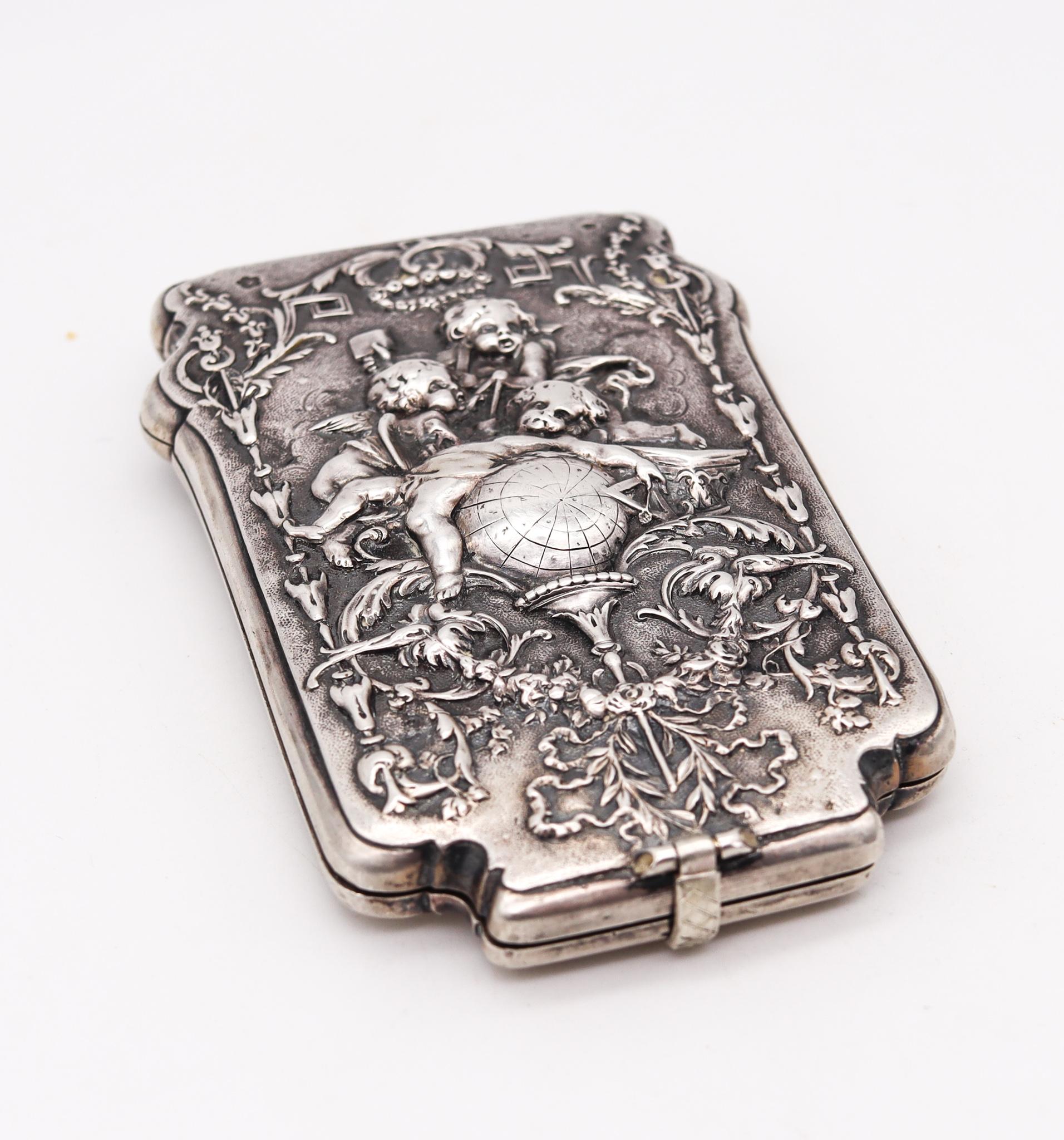 Art nouveau belle epoque card holder created by Brüder Figdor.

An impressive and beautiful piece, created in Vienna Austria by Brüder Figdor during the Edwardian and Belle Epoque periods, back in the 1905. This card holder case was crafted with