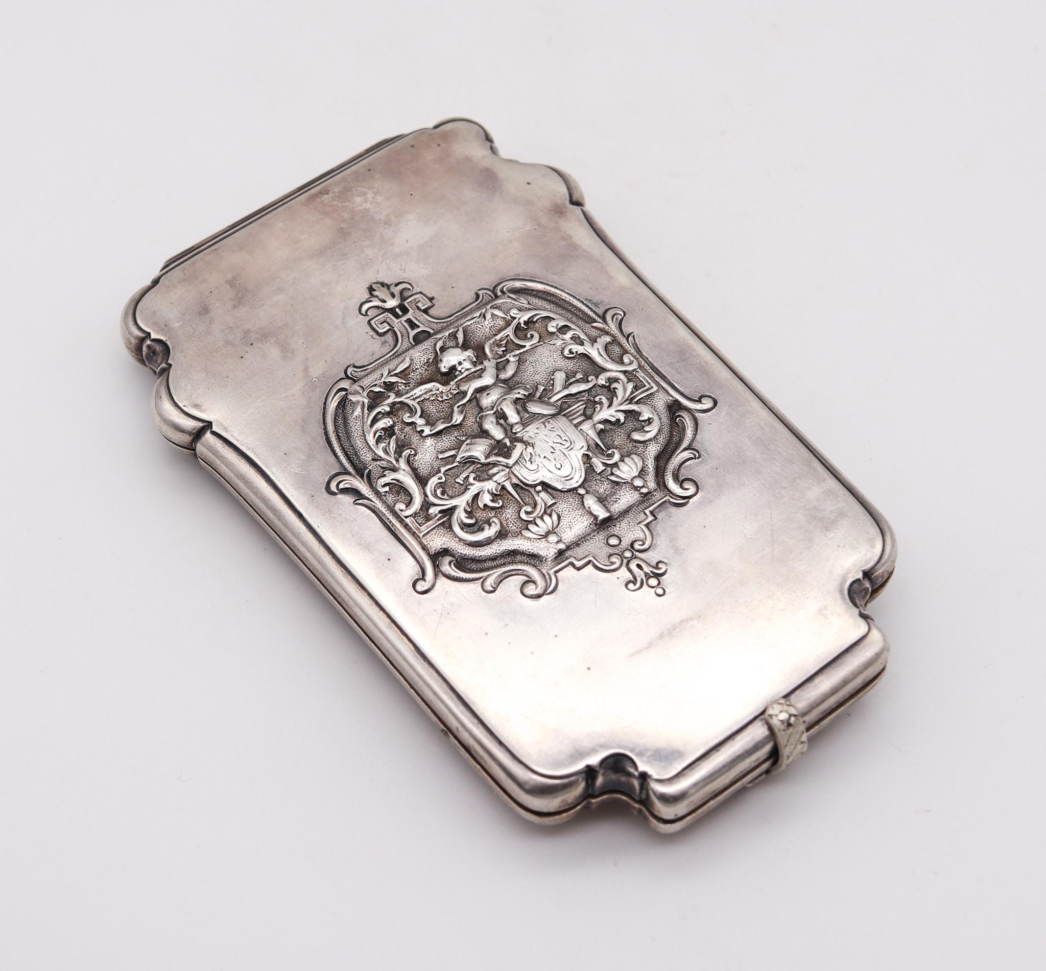 Brüder Figdor 1905 Austrian Art nouveau Belle Epoque Card Holder Sterling Silver In Good Condition For Sale In Miami, FL