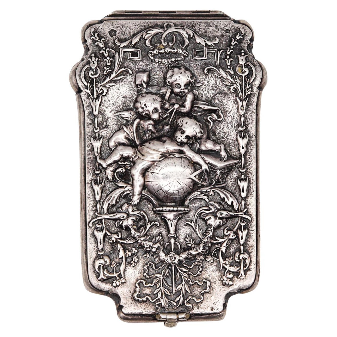 Brüder Figdor 1905 Tarjetero austriaco Art nouveau Belle Epoque Plata de ley