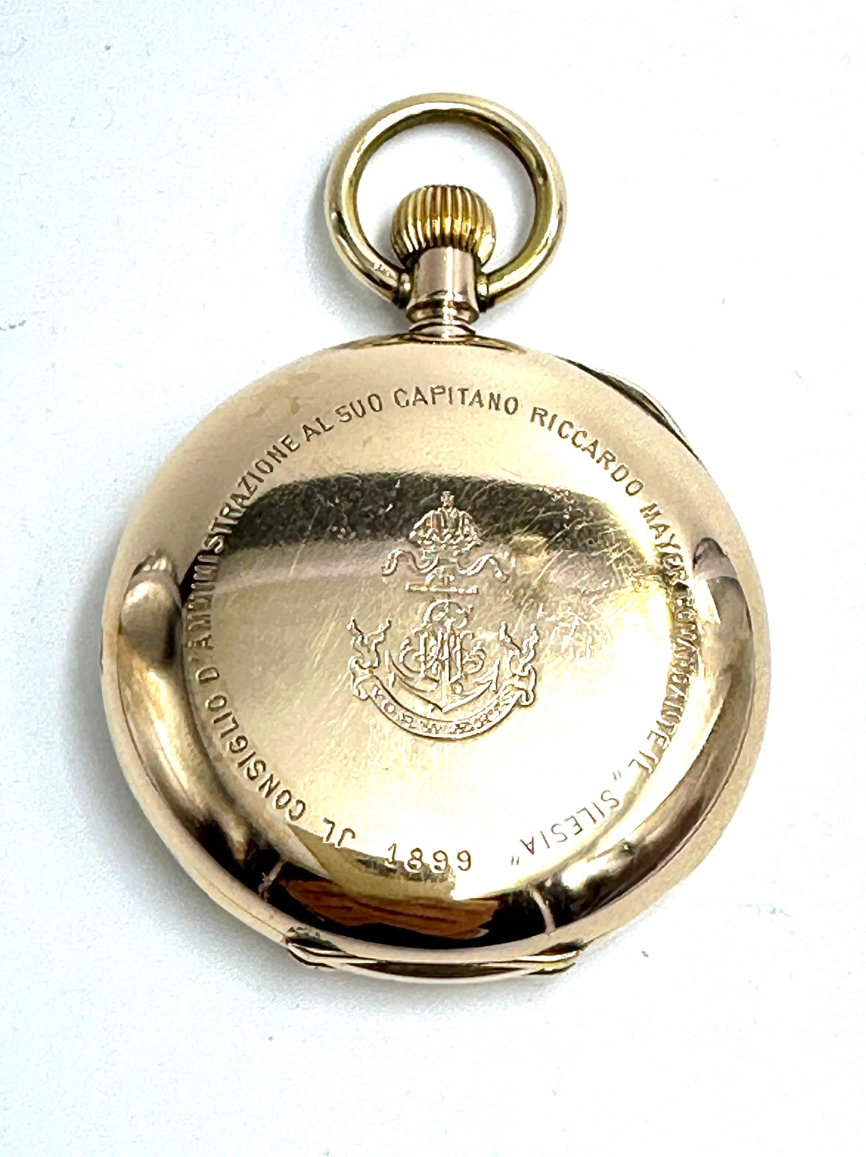 Pocket watch made by Bruder Klumak of Vienna, circa 1890. Triple case in 18K gold, mechanical 