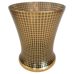 Brüder Podbira, Vaso in vetro Topazio Art Deco con griglia dorata, C. R., circa 1930