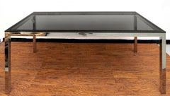 Brueton American Modernist Polished Stainless Steel Smoked Glass Dining Table