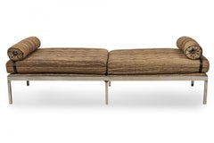 Brueton Brown and Beige Striped Upholstery and Chrome Daybed