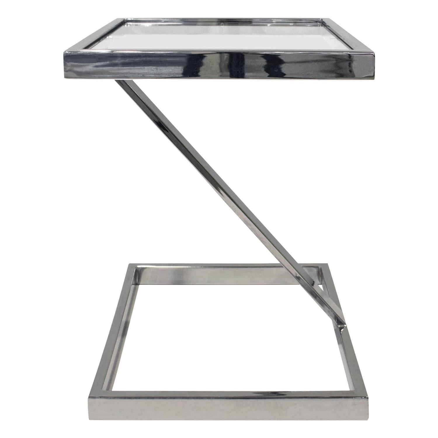 Brueton Cantilevered Side Table in Chrome and Glass, 1970s