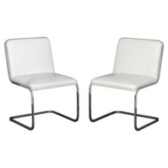 Brueton Chrome Cantilevered Chairs, Pair
