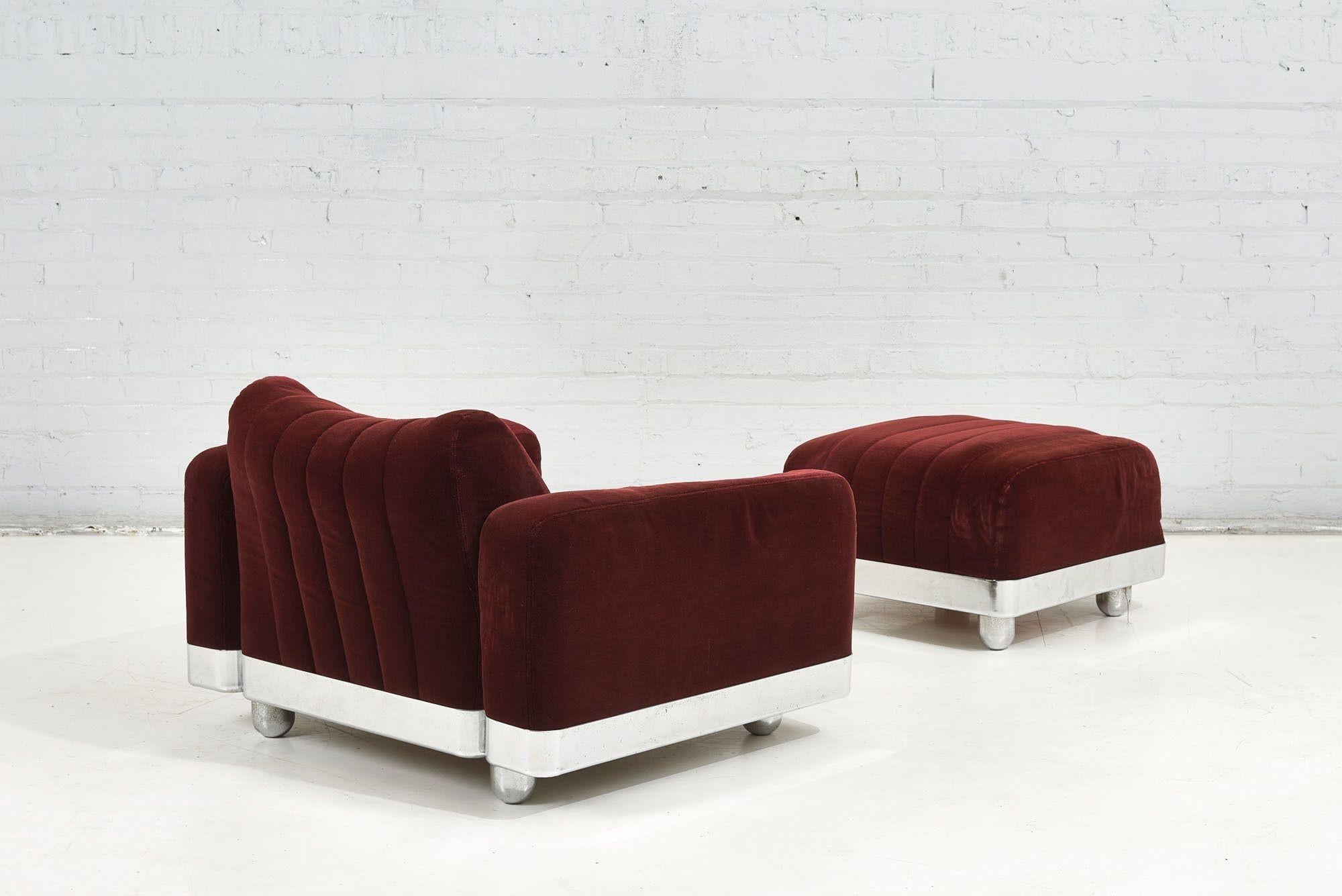 Late 20th Century Brueton Chrome Lounge Chair and Ottoman, 1970’s
