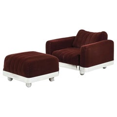 Retro Brueton Chrome Lounge Chair and Ottoman, 1970’s