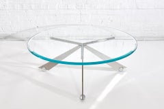 Brueton Cristal Stainless Steel and Glass Coffee Table by J. Wade Beam