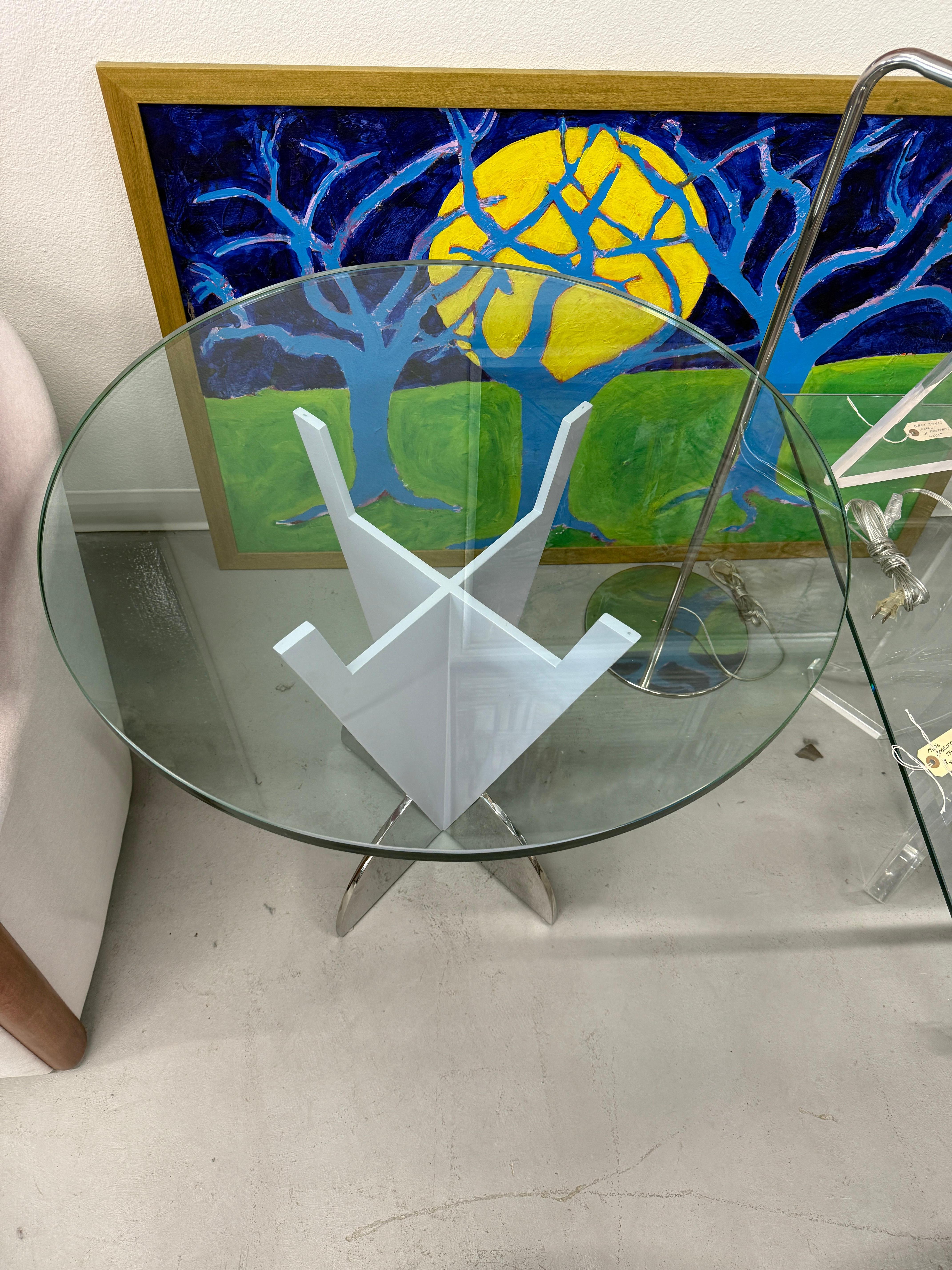 Brueton Glass Topped Enameled Steel Side or End Tables For Sale 6