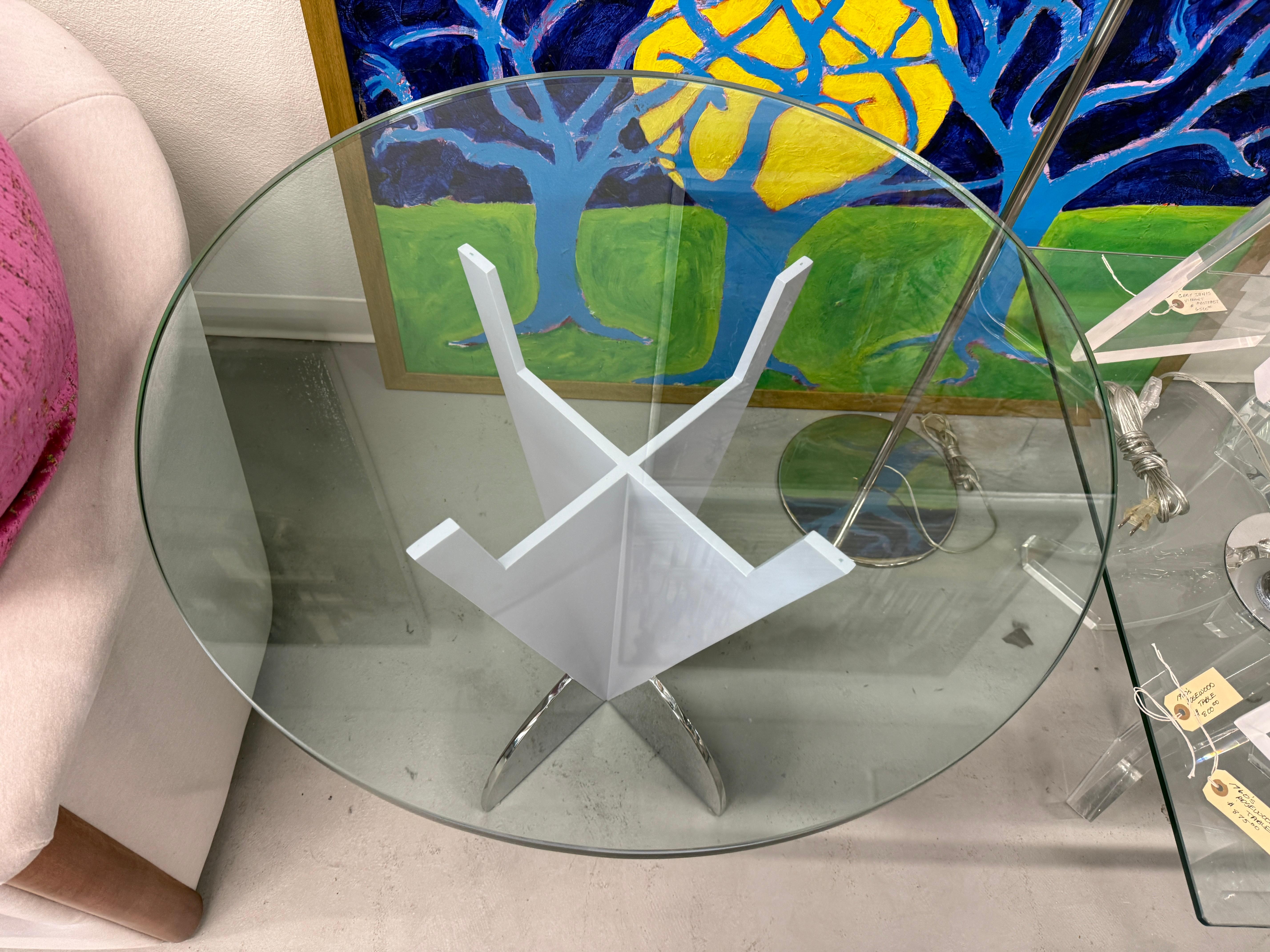 Brueton Glass Topped Enameled Steel Side or End Tables For Sale 8
