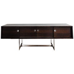 Brueton Industries Raz Credenza Sideboard Cabinet Modern Chrome Walnut Minimal