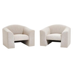 Brayton Lario Lounge Chairs in White Boucle, Circa 1982