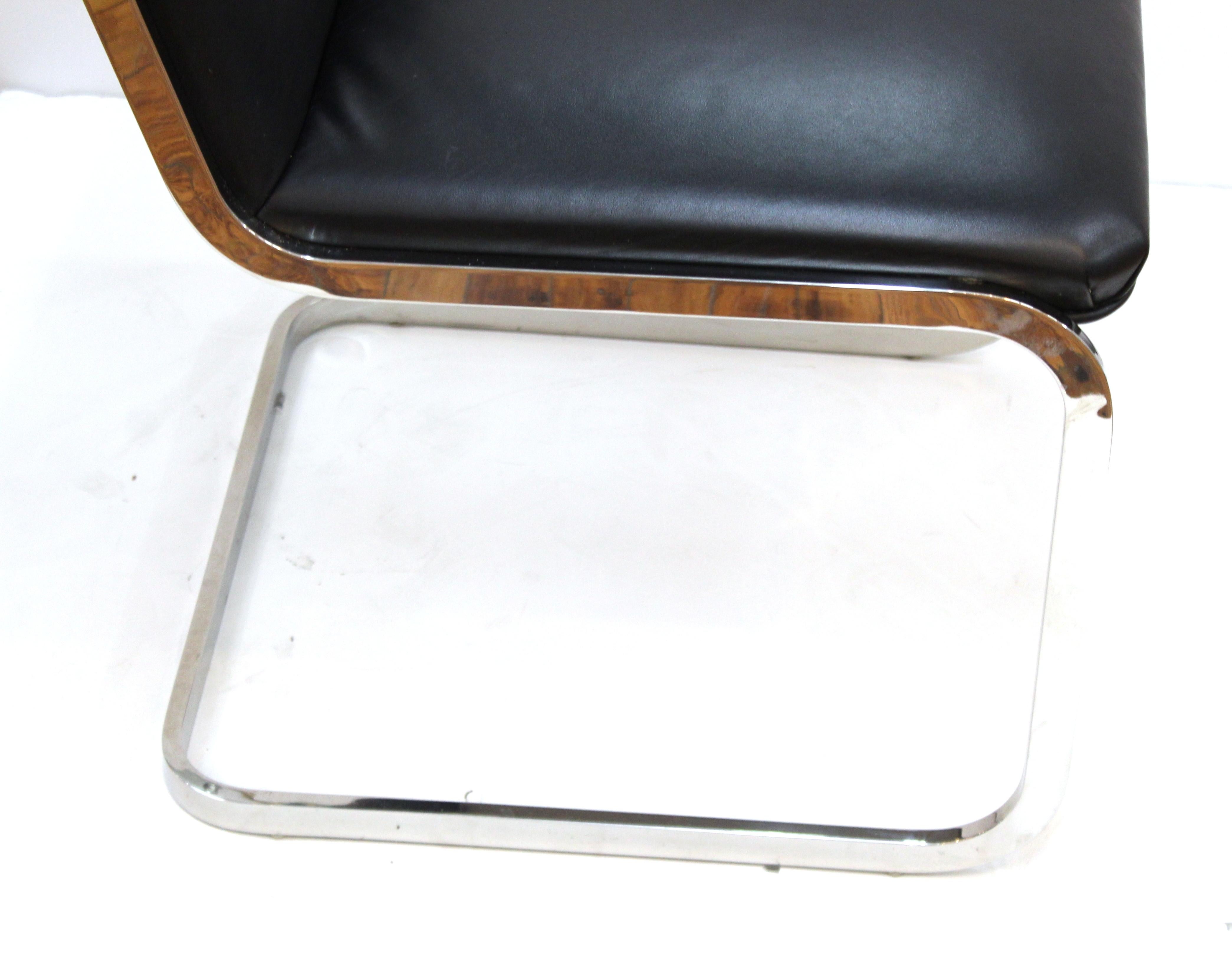 Brueton Mid-Century Modern Chrome Dining Chairs with Leather Upholstery 1