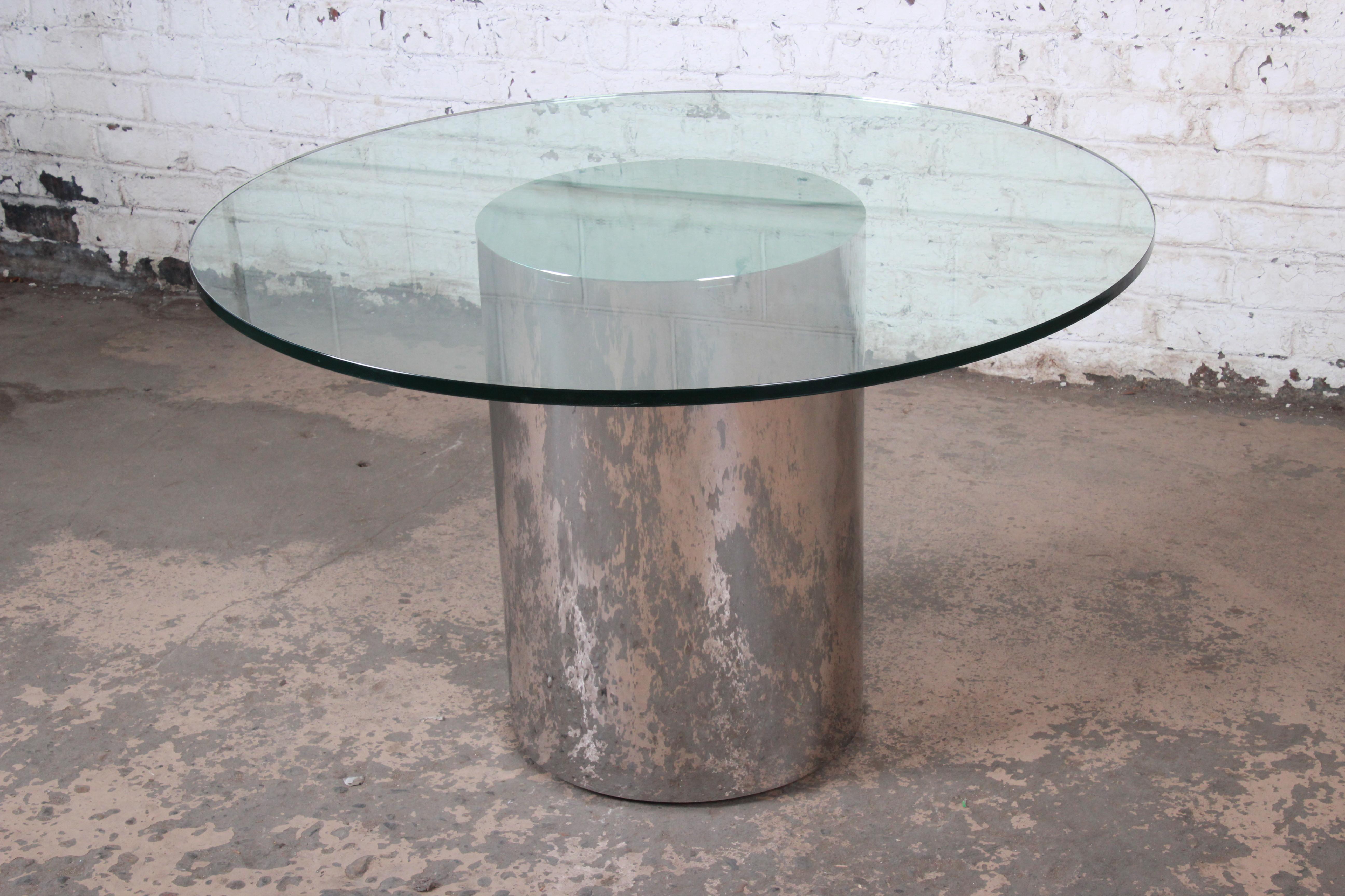 pedestal glass dining table