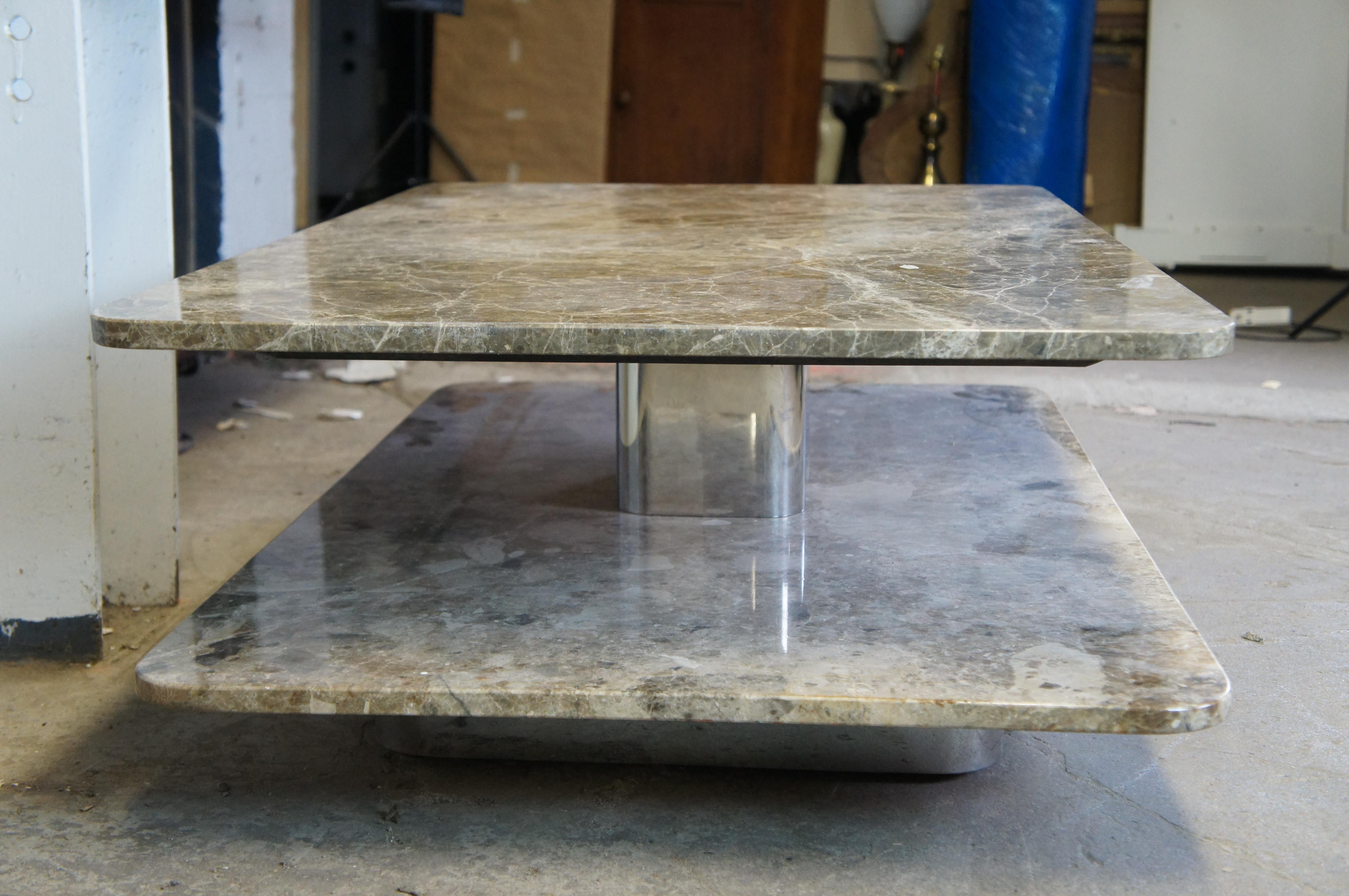 Brueton Mid Century Modern Edelstahl & Marmor Swivel Coffee Cocktail Table 7
