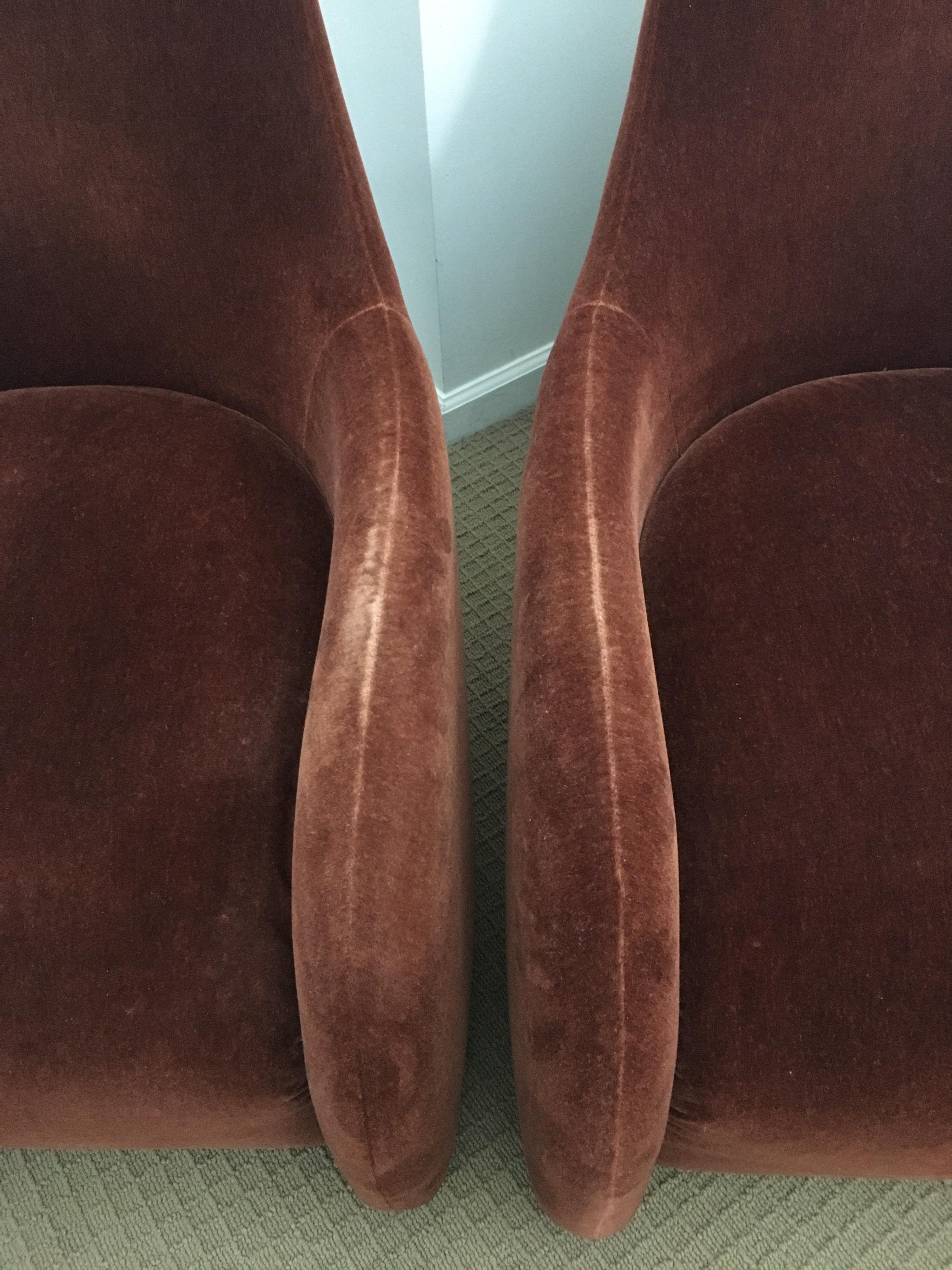 Brueton Mohair Sculptural Curved Modern Lounge Chairs, Pair 2