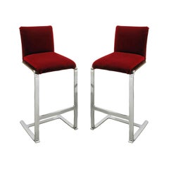 Brueton Pair of Polished Chrome Bar Stools, 1980s