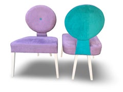 Brueton "Pearl Chair" par Jamie Bouzaglo Set de 4 Ultra-Suede Lilas & Turquoise