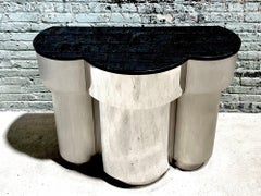 Console Brueton en acier inoxydable/argenté poli et brossé, 1970