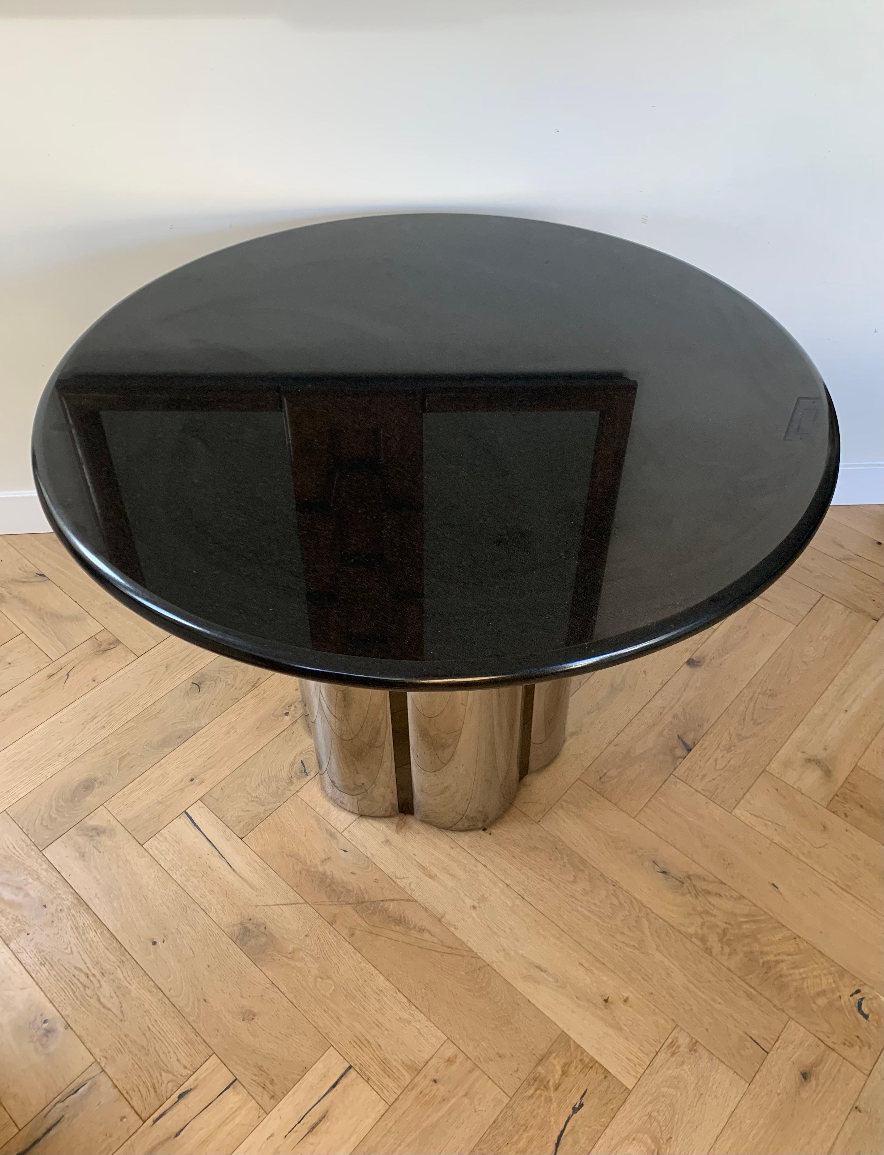 Brueton “Radial” Round Dining Table in Granite and Steel, circa 1970 8