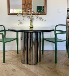 Brueton “Radial” Round Dining Table in Granite and Steel, circa 1970
