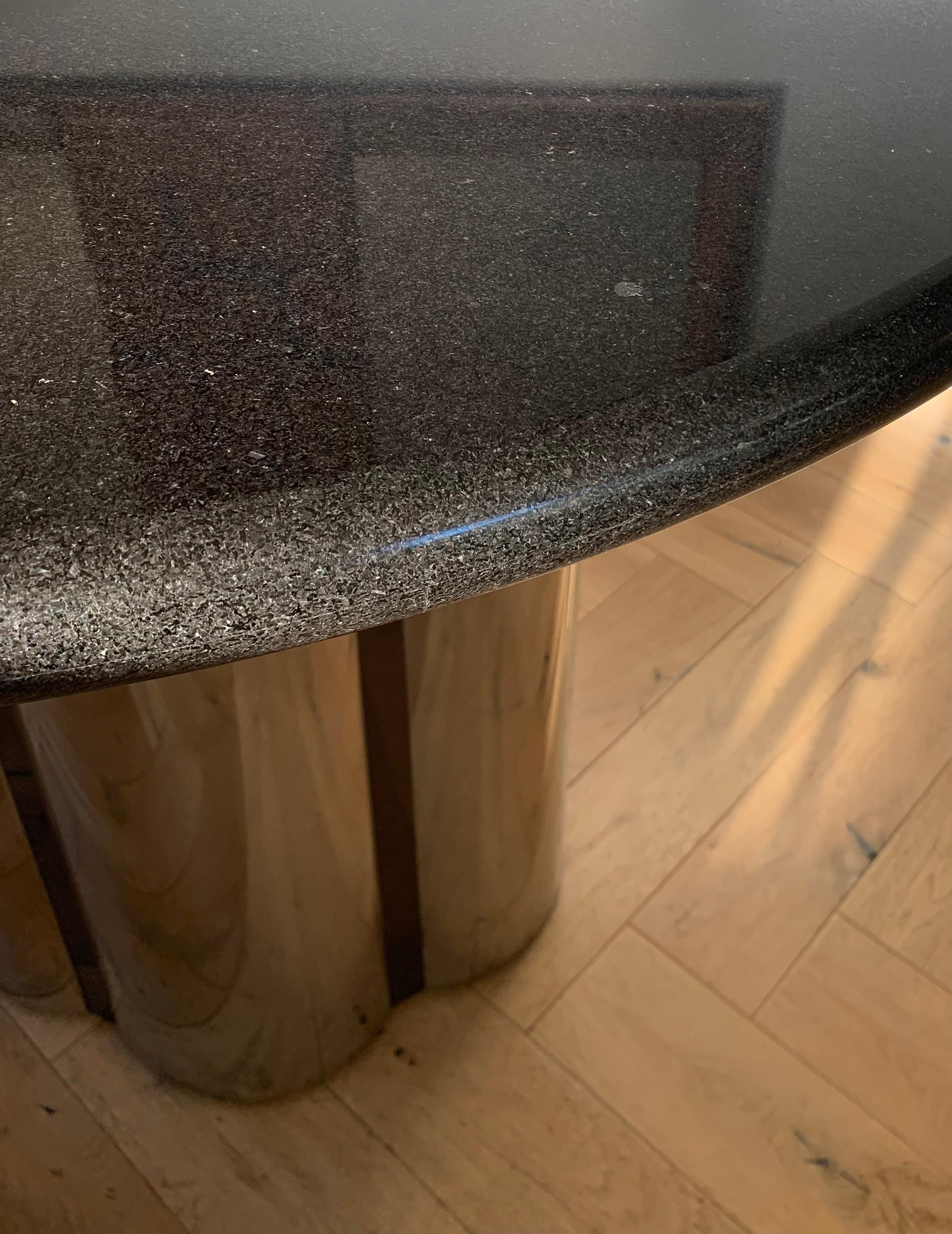 stainless steel table with granite top