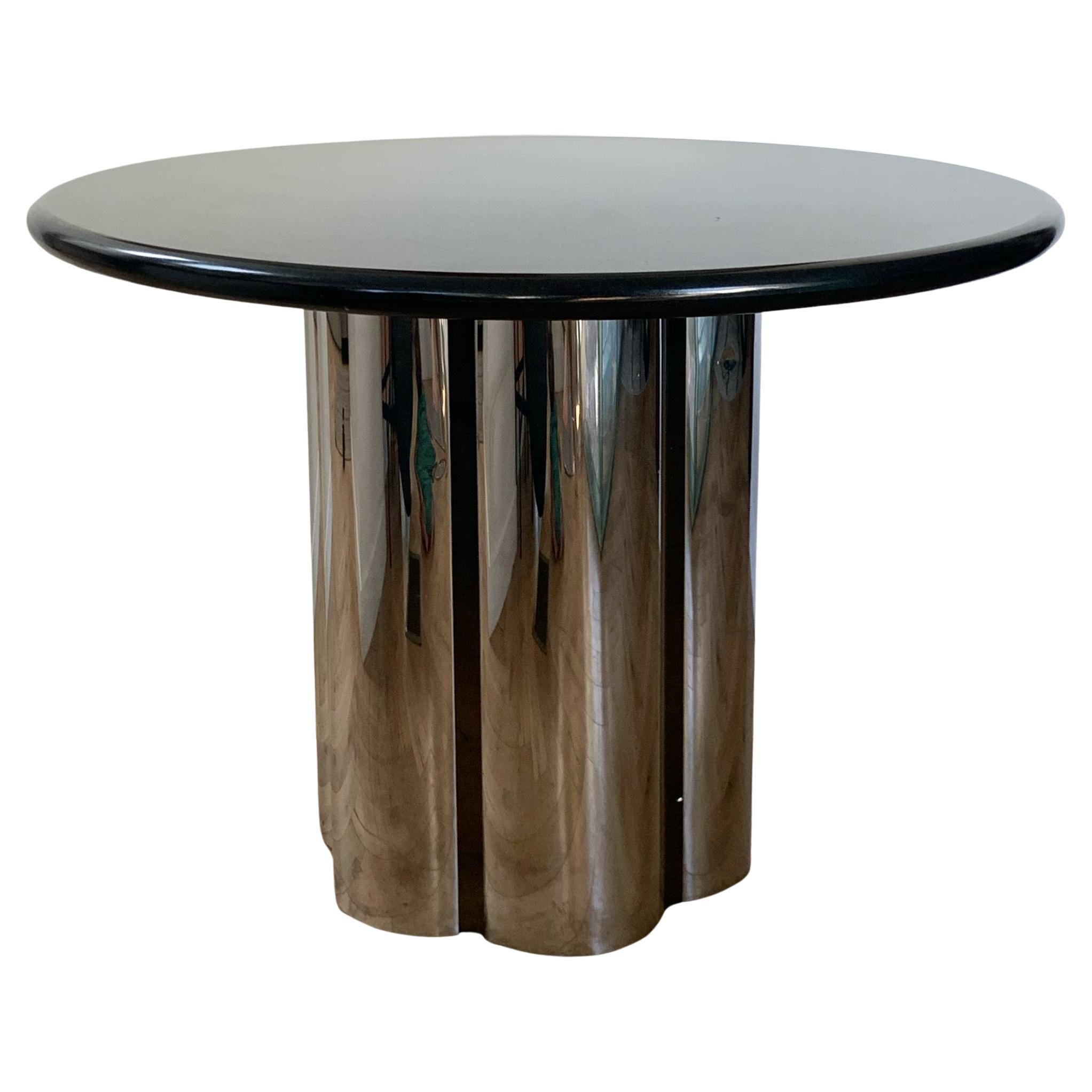 Brueton “Radial” Round Dining Table in Granite and Steel, circa 1970