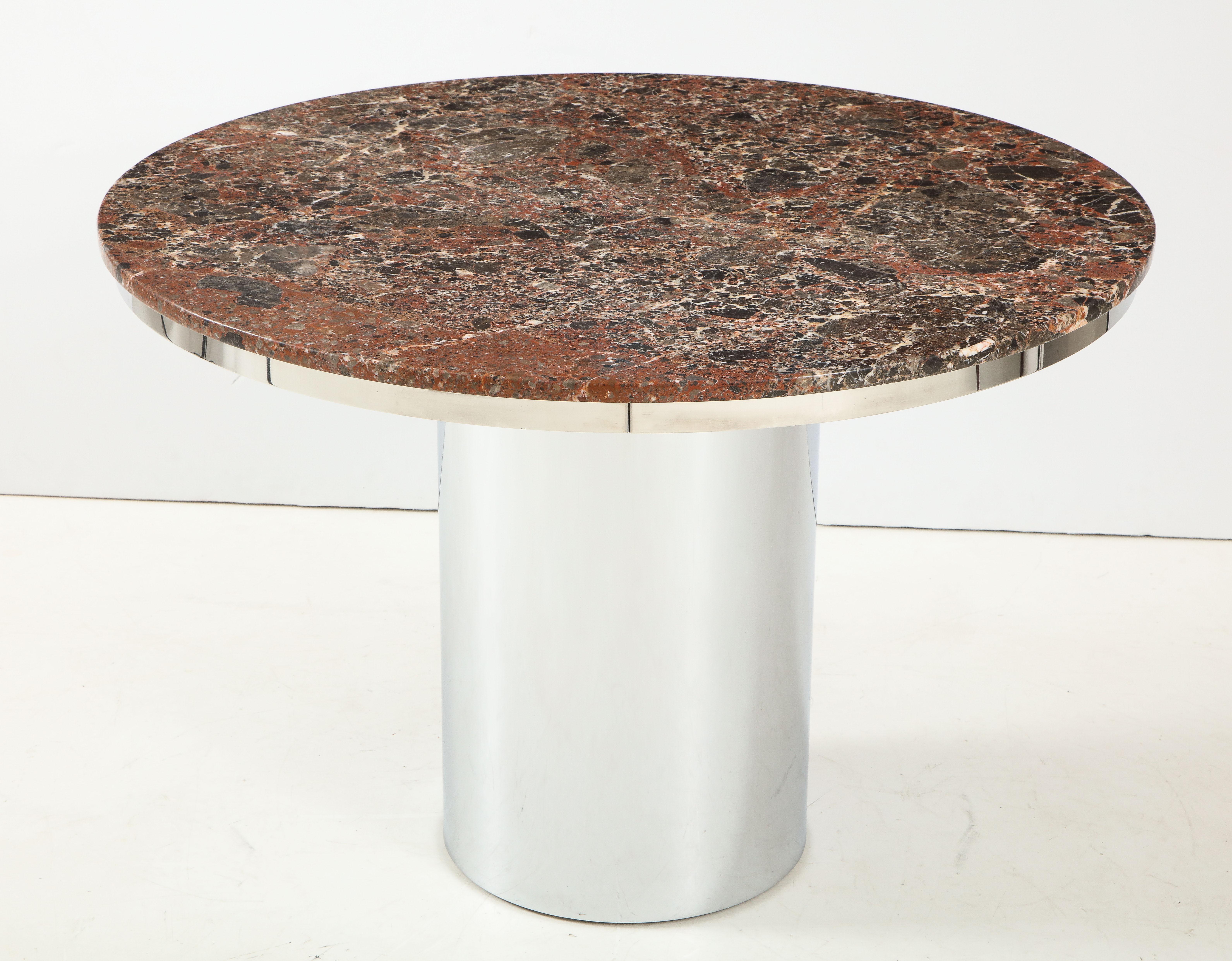 Brueton Stainless Steel and Marble Dining Table 3