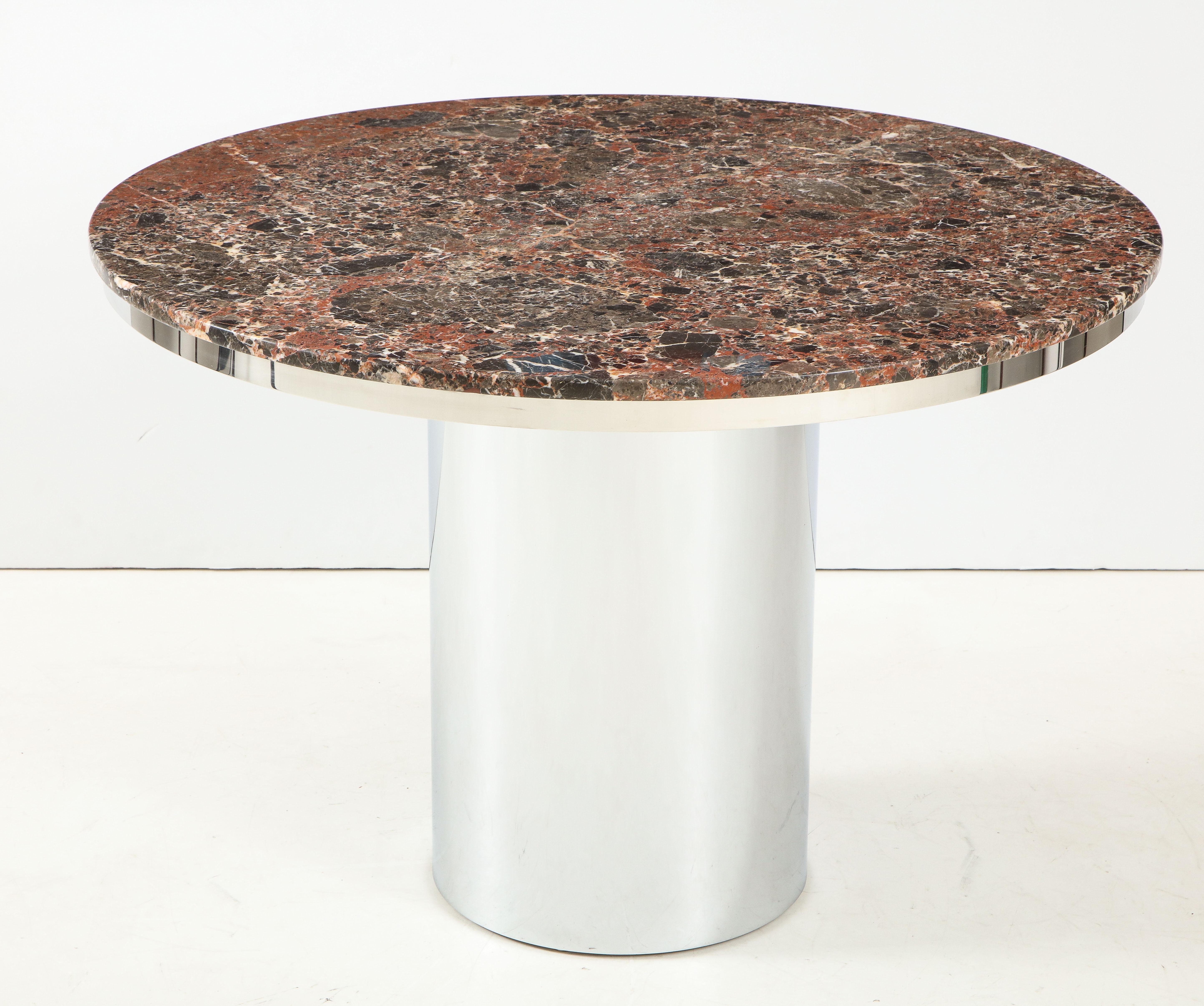 Brueton Stainless Steel and Marble Dining Table 1