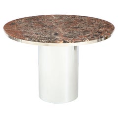 Table de salle à manger Brueton en acier inoxydable et marbre