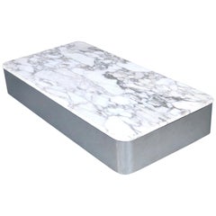 Brueton Stainless Steel and Marble Floating Coffee Cocktail Table