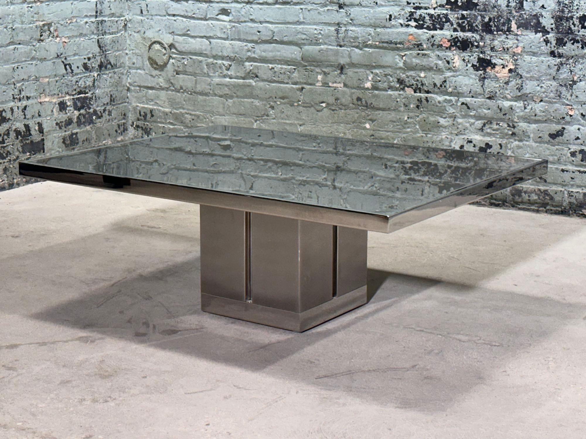 Brueton Stainless Steel Coffee Table, 1970
Measures 32