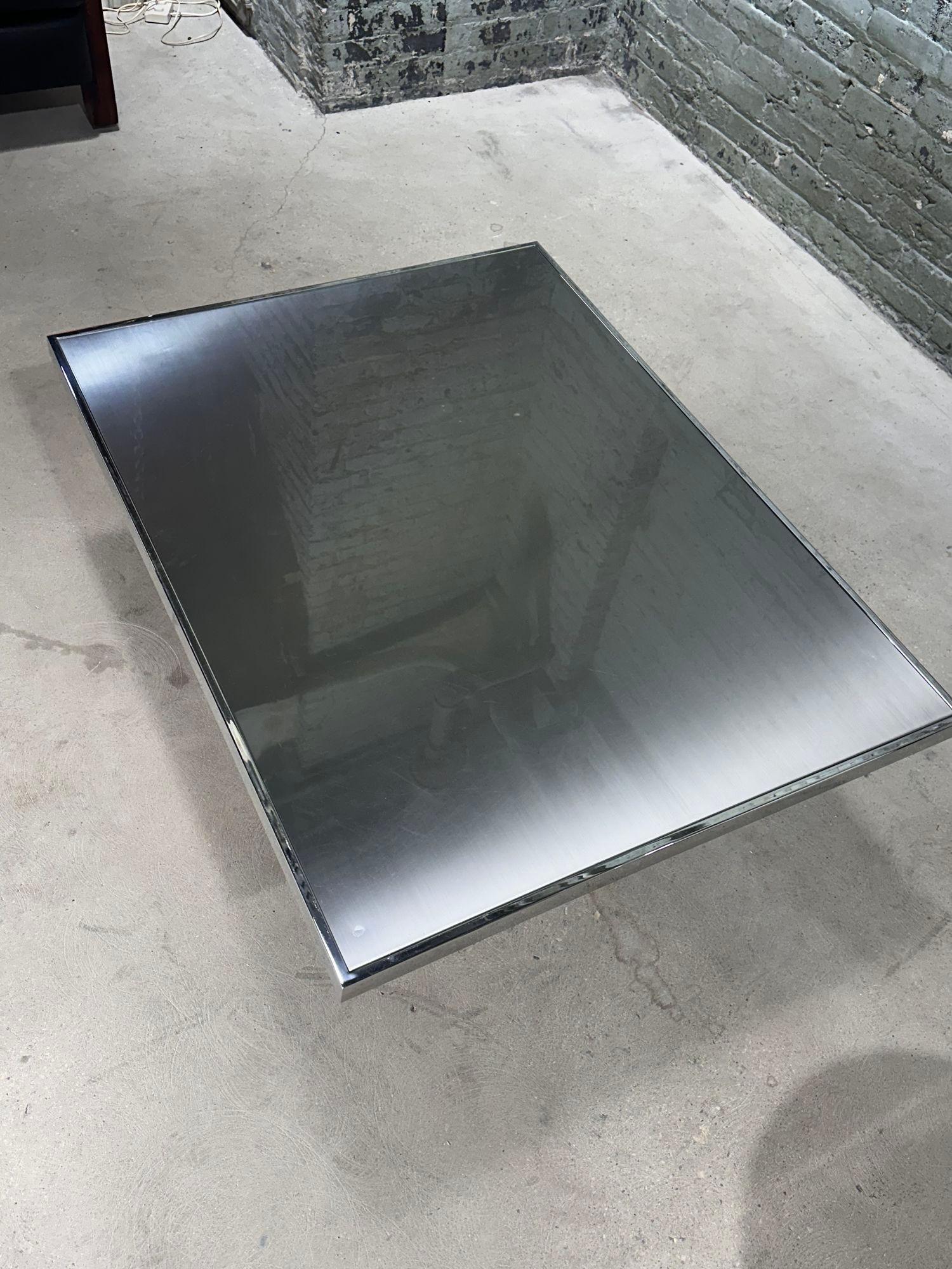 Brueton Stainless Steel Coffee Table, 1970 In Good Condition For Sale In Chicago, IL