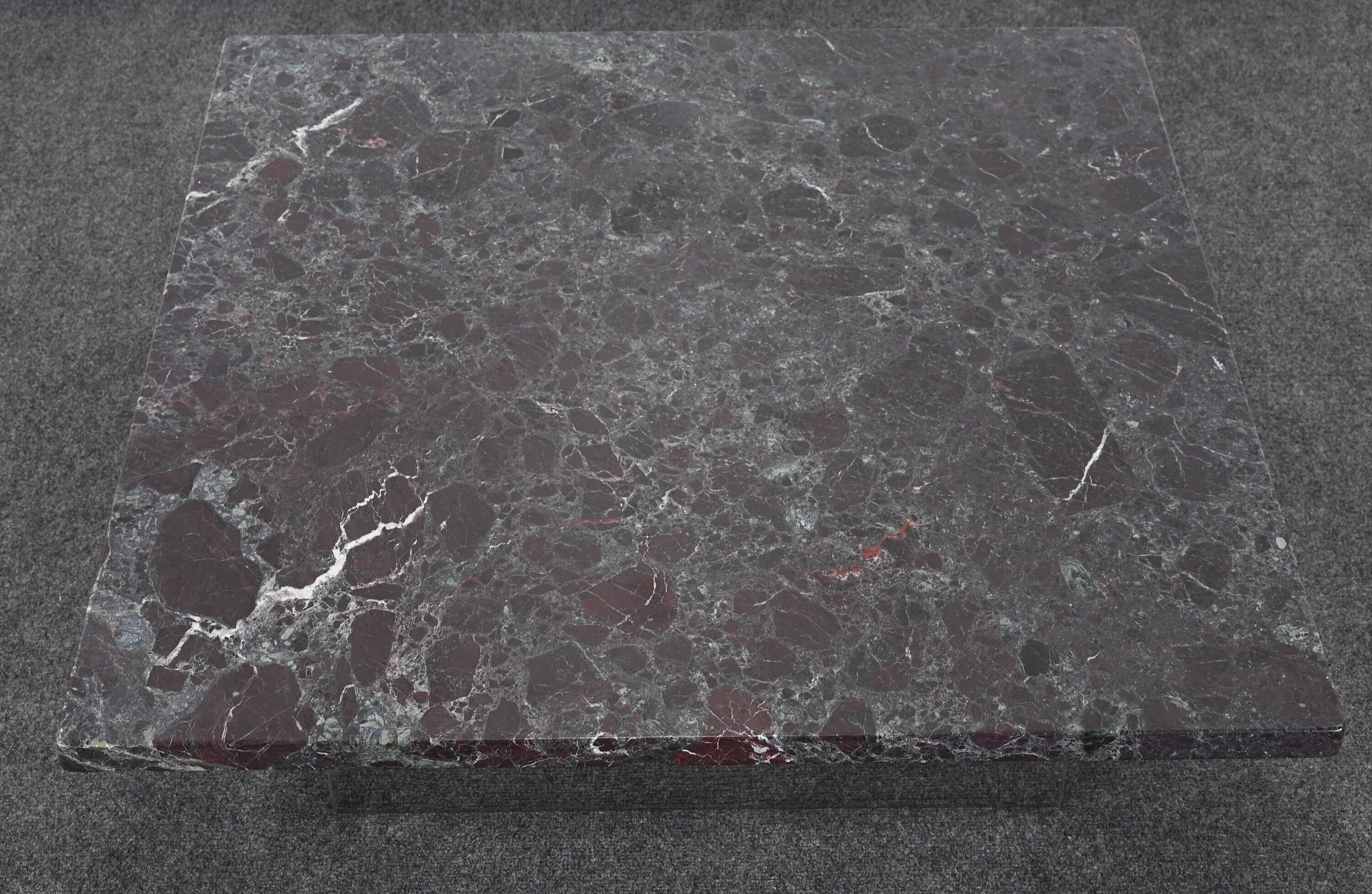 Table à cocktail en marbre et acier avec option en verre, style Brueton, années 1980 en vente 4