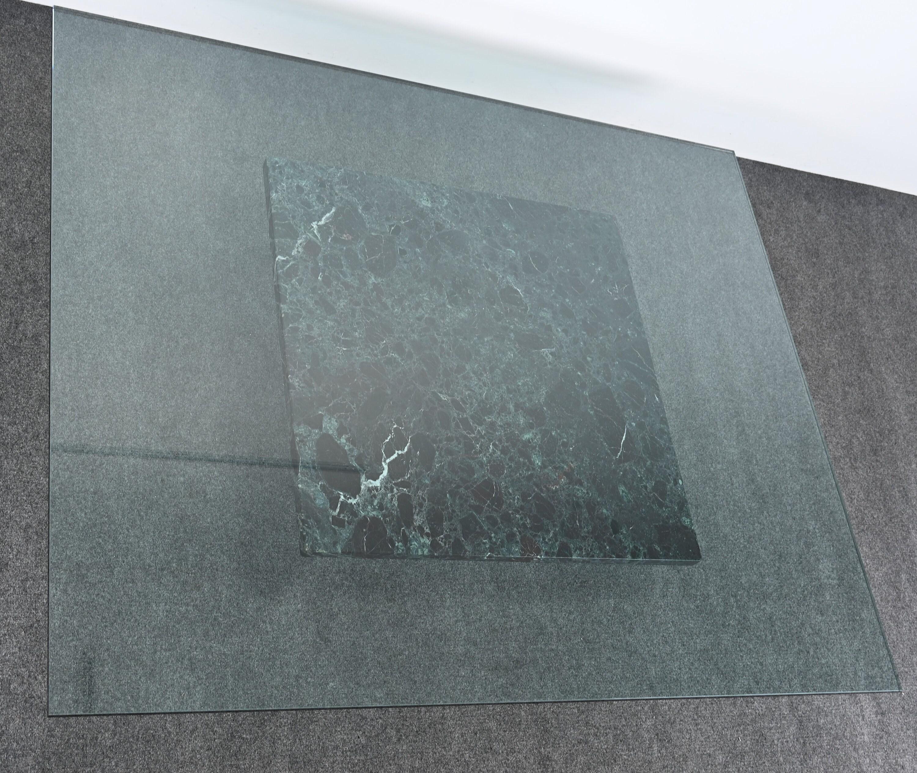 Table à cocktail en marbre et acier avec option en verre, style Brueton, années 1980 en vente 2